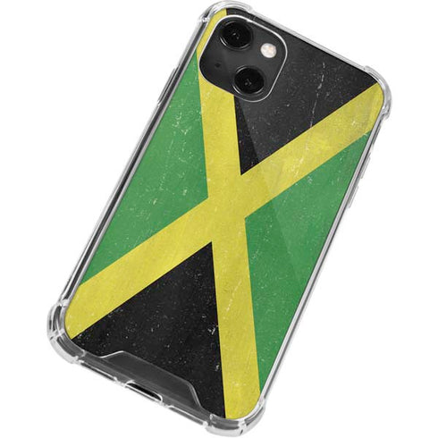 Jamaica Flag Distressed iPhone 14 Plus Clear Case